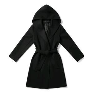 Zara Black Hooded Coat Brand New NWOT